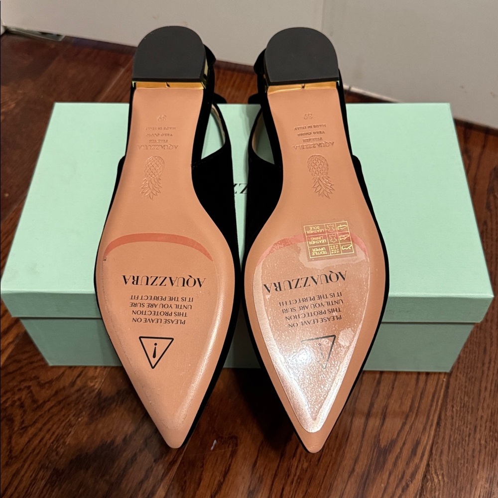 Aquazzura Velvet Black Bow Flats (Size 39) - Picture 4 of 7